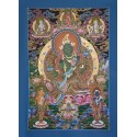 Fine Quality 41.75" x 28.5" Green Tara / Dolma Buddhist Tibetan Religious Thangka/Thanka Scroll Painting from Patan, Nepal