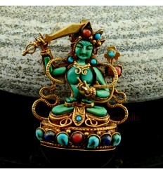 INE QUALITY MANJUSHRI SILVER WITH GOLD PLATED GHAU FROM PATAN, NEPAL.