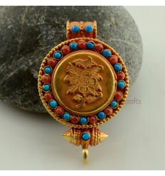  Fine Quality Tibetan Buddhist Gold Plated Silver Ghau Gau Prayer Box Pendant