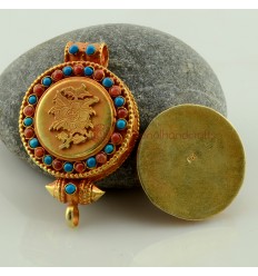  Fine Quality Tibetan Buddhist Gold Plated Silver Ghau Gau Prayer Box Pendant