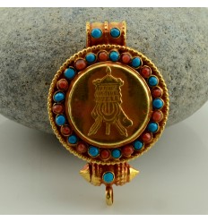  Fine Quality Tibetan Buddhist Gold Plated Silver Ghau Gau Prayer Box Pendant