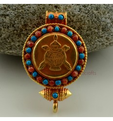 Fine Quality Tibetan Buddhist Gold Plated Silver Ghau Gau Prayer Box Pendant