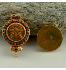  Fine Quality Tibetan Buddhist Gold Plated Silver Ghau Gau Prayer Box Pendant
