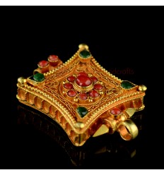 Good Quality Tibetan Buddhist  Gold Gilded Silver Ghau Gau Gau Prayer Box Pendant