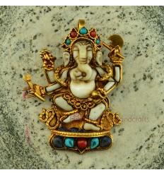 Tibetan Buddhist Dancing Ganesha Silver Ghau Gau Pendant Frm Patan, Nepal