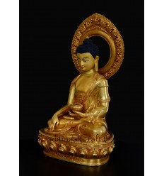 Fine Quality  19" Shakyamuni Buddha Gold Gilded Face Painted Copper Statue Patan, Nepal