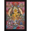 Fine Quality 42.25" x 29" Yellow Jambhala / Kubera Buddhist Tibetan Ritual Scroll Thangka/Thanka Painting From Patan, Nepal