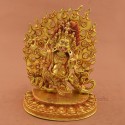 Face Painted Gold Gilded Hand Carved 9.5" Vajrapani Copper Statue Patan Nepal