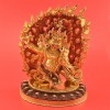  Hand Carved 9.25" Vajrapani Face Painted Gold Gilded with Copper Alloy Statue Patan