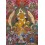 Fine Quality 42.25" x 29" Yellow Jambhala / Kubera Buddhist Tibetan Ritual Scroll Thangka/Thanka Painting From Patan, Nepal