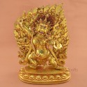 Fine Quality Hand Carved Face Painted Gold Gilded 14.5" Vajrapani Copper Statue Patan