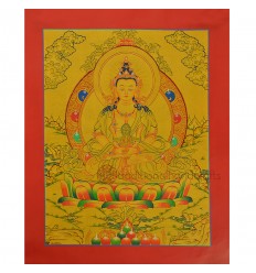 Gold 15.25” x12” Aparmita Thangka Painting