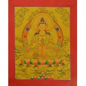 Gold 15.25” x12” Aparmita Thangka Painting