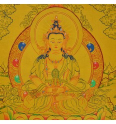 Gold 15.25” x12” Aparmita Thangka Painting