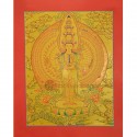 Gold 15.5" x 12.25"1000 Armed Avalokiteshvara Thankga Painting