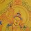 Gold 15.5" x 12.25" Lion Dzambhala / Vaishravana Thangka Painting