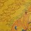 Gold 15.5" x 12.25" Lion Dzambhala / Vaishravana Thangka Painting