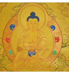 Gold 15.5" x 12"Shakyamuni Buddha Thangka Painting
