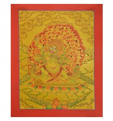 Gold 14.5" x 12" Vajrapani Thangka Painting