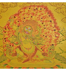 Gold 14.5" x 12" Vajrapani Thangka Painting