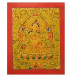 Gold 15" x 12" Vajrasattva Thangka Painting