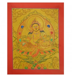 Gold 15" x 12""  Yellow Jambhala Thankga Painting