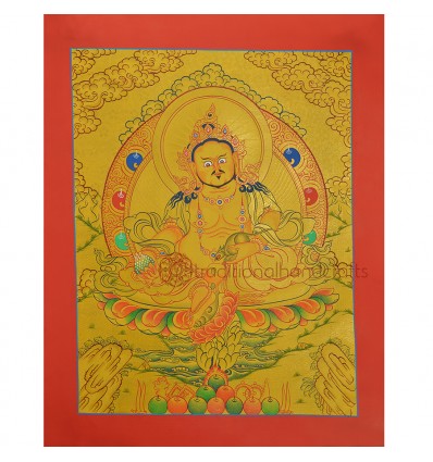 Gold 15" x 12""  Yellow Jambhala Thankga Painting