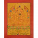 Gold 16" x 12.5" Vajrasattva Shakti Thangka Painting