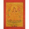 Gold 16.5" x 12.5" White Tara Thangka Painting