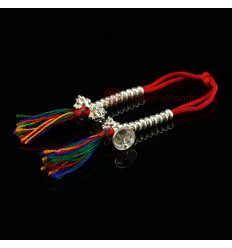 39mm Dorje and Bell Silver Mala Counter and silk string