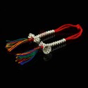 39mm Dorje and Bell Silver Mala Counter and silk string