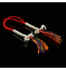 39mm Dorje and Bell Silver Mala Counter and silk string