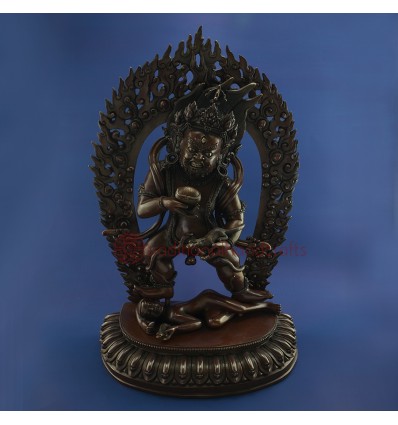 Fine Quality Hand Carved 19.5" Black Dzambhala Statue