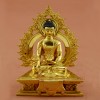 Fine Quality Lost Wax Method 7" Medicine Buddha Gold Gilded with Face Painted Copper Statue from Patan, Nepal