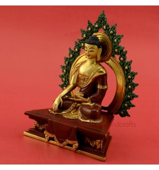 Fine Quality 7" Shakyamuni Buddha Gold Gilded with Face Painted Statue from Patan, Nepal