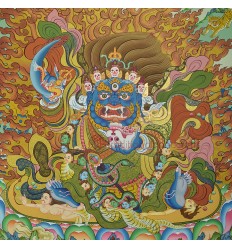 32.5"x22.75" Bernagchen Mahakala Thangka Painting