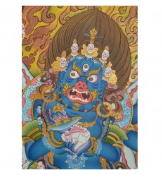33” x 23” Black Mahakala Thangka Painting