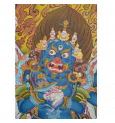 33” x 23” Black Mahakala Thangka Painting