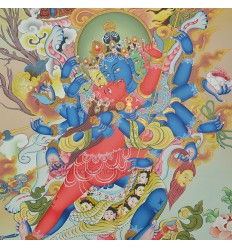 32.75"x23" Powerful Tantric Chakrasamvara Thangka Painting