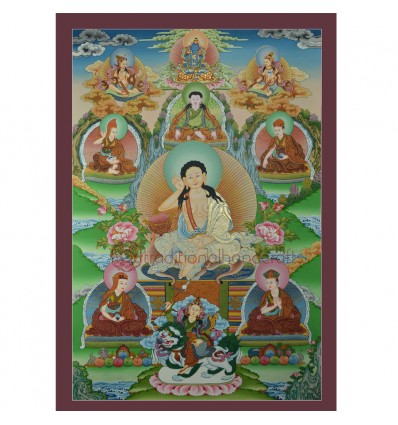 33"x22.75" Milarepa Thangka Painting