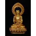 Fine Quality 19" Amitabha/ Amida Buddha Gold Gilded Antiquated with Frame  Face Painted Copper Statue Patan, Nepal