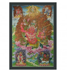 Rahula Protector 33"x23" Thangka Painting