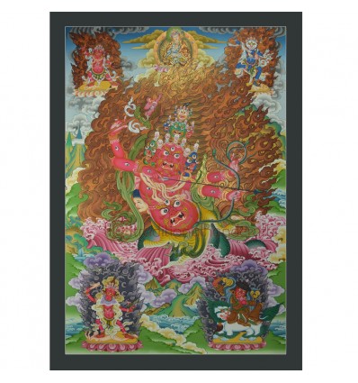 Rahula Protector 33"x23" Thangka Painting