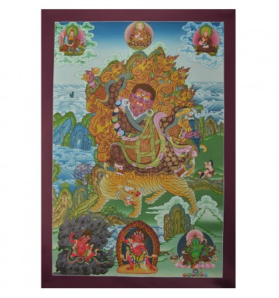 Dorje Drolo – The Wrathful Emanation of Guru Rinpoche 33" x 22.75" Thangka Painting