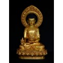 Fine Quality 19" Medicine Buddha Gold Gilded Face Painted Copper Statue Patan, Nepal 