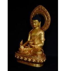 Fine Quality 19" Medicine Buddha Gold Gilded Face Painted Copper Statue Patan, Nepal 