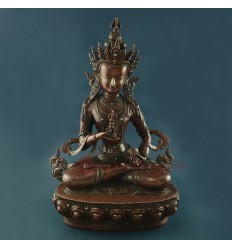 Finely Hand Carved 14.5" Vajrasattva Oxidized Copper Alloy Statue from Patan, Nepal