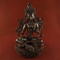 Hand Carved 13.5" Green Tara / Dolma Oxidized Copper Statue from Patan, Nepal