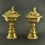 Fine Hand Carvings 6" Tibetan Buddhism Brass Butter / Ghee Lamps Set from Nepal.