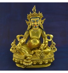 Hand Craved 11" Yellow Dzambhala Statue From Patan, Nepal.